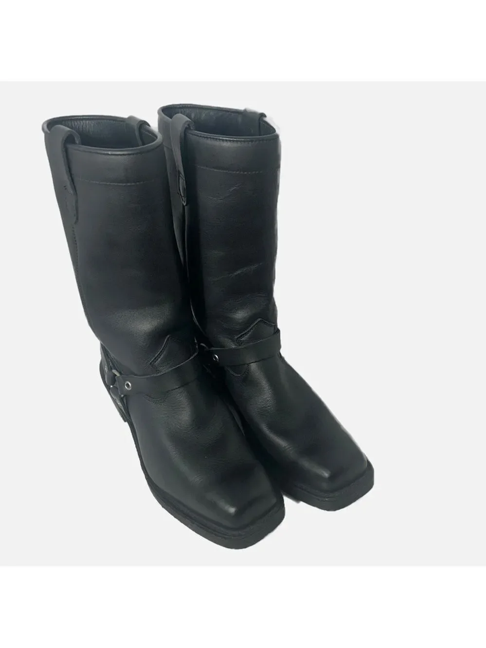 NEW Dayton Rebel Men’s Leather Boots Pull On Three Ring Vibram Square Toe Black